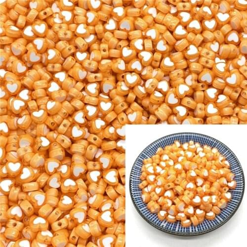 50pcs 8x5mm Love Acrylic Bead Loose Spacer Beads For Jewelry Making DIY Bracelet Accessories #A46a13