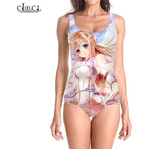 CLOOCL Newest Japanese Anime Sword Art Online 3D Print Girls One-piece Sleeveless Slim Sexy Swimsuit Swimming Bathing Suit