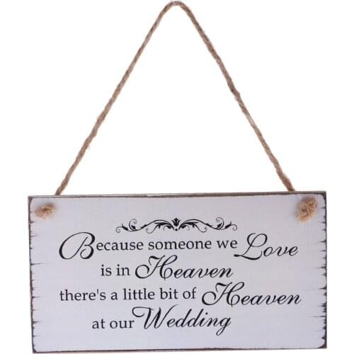 Wooden Hanging Plaque Sign Memorial Wedding Engagement Board Wedding Accessory Decor Because Someone We Love Is In Heaven