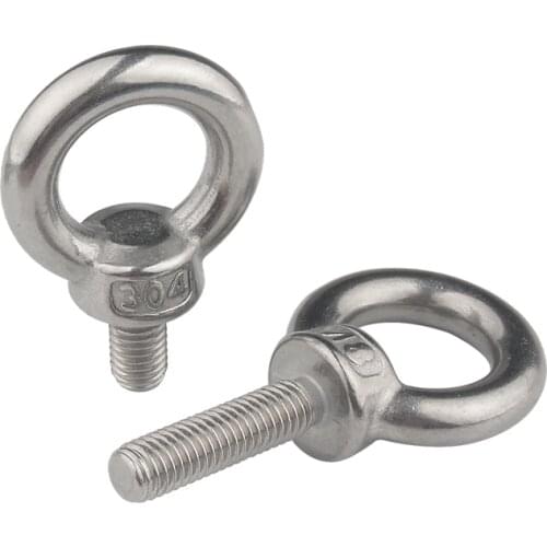 DIN580 M3 M4 M5 M6 M8 M10 M12 Eye Bolt 304 stainless steel Marine Lifting eye screws Ring Loop Hole for Cable Rope Eyebolt