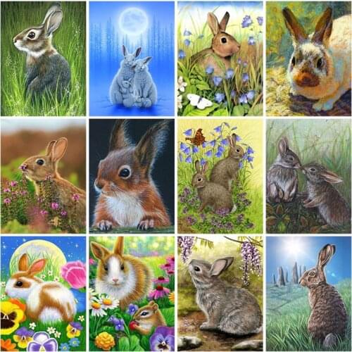 Diy 5D Diamond Painting Rabbit Full Square Drill Cross Stitch Diamond Embroidery Animal Handicraft Room Decor Wall Art Gift