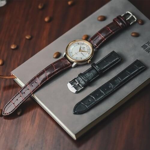 Crocodile Skin Design Calfskin Strap Leather Watchband Replacement Quality Business Watch Band 18mm 20mm 22mm Straps Accessories