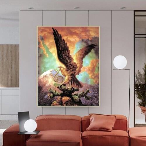 Citon Jesus Helguera《Eagle and snake》Canvas Oil Painting World Famous Artwork Poster Picture Wall Decor Modern Home Decoration