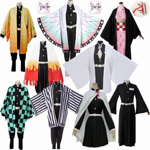 Anime Demon Slayer: Kimetsu No Yaiba Zenitsu Giyu Tanjirou Kamado Nezuko Cosplay Women Kids Men Kimono Uniform Cosplay Costume