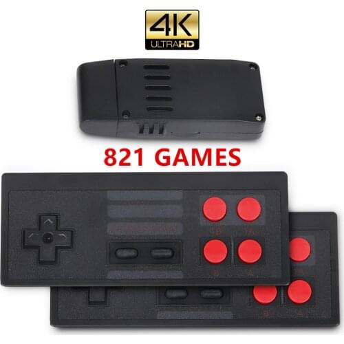 4K HDMI Video Game Console Built in 821 Classic Games 8 Bit Mini Retro Console 2.4G Wireless Controller HDMI Output Dual Players