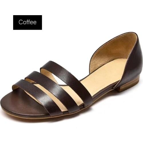 Leather beach holiday Roman sandals womens Cross fashion fairy style flat bottom shoes thick heel