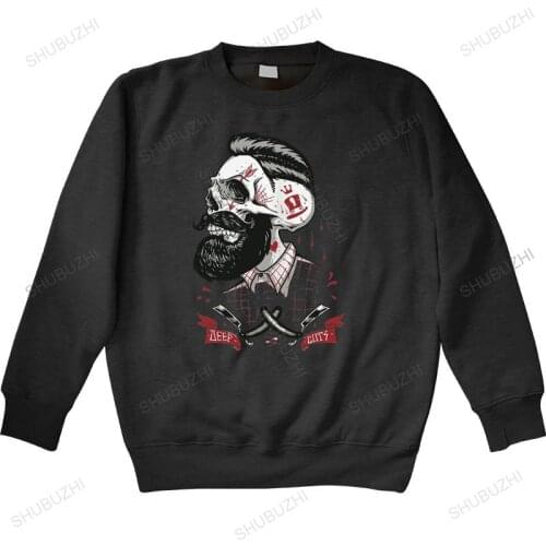 Men autumn sweatshirt black hoody Mens Deep Cuts Hipster hoodies Barber Shop Barbers Tattoo Beard V43 warm hoody
