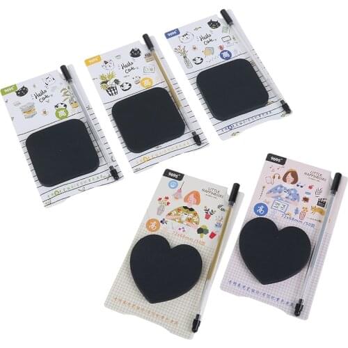 Black Color Sticky Notes With Fluorescent Pen Set 50 Sheets Creative Office Stationery Self-Adhesive Note Pads New