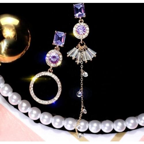 New Fashion Classic Rhinestone Geometric Women Dangle Earrings Long Asymmetrical Earrings Earrings For Women Drops Earrings