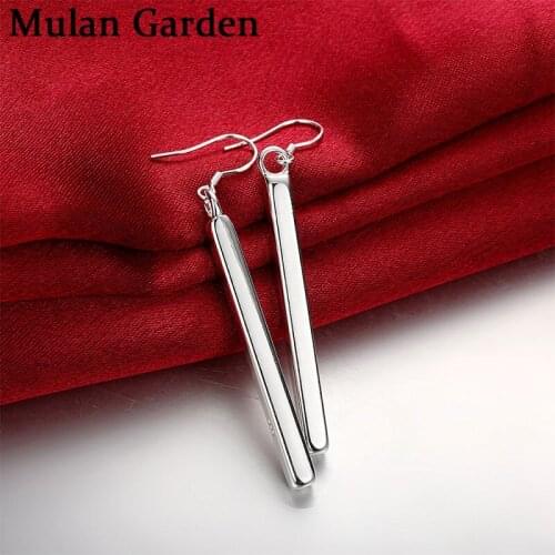 Simple Personality Silver Color Vertical Rod Dangle Earrings for Women Fashion Jewelry Accessories Girl Gifts Wholesale Hot Sale