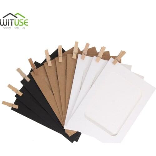 10Pcs DIY Craft Paper Photo Frame With Clips And 2M Rope 3/5/6 Inch Wall Photo Frame Hanging Picture Album Home Decoration