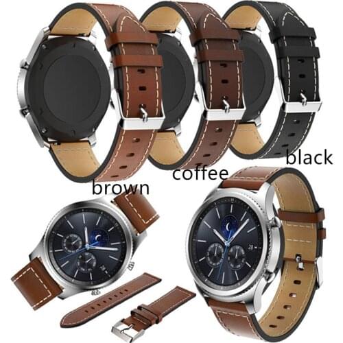 For Samsung Gear S3 Frontier/Classic Watch Genuine Leather Band 22mm Universal Quick Release Spring Pins Replacement Strap