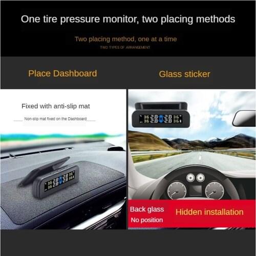 Car Tire Pressure Monitoring System with 4 Innner Sensors Mount on Dashboard