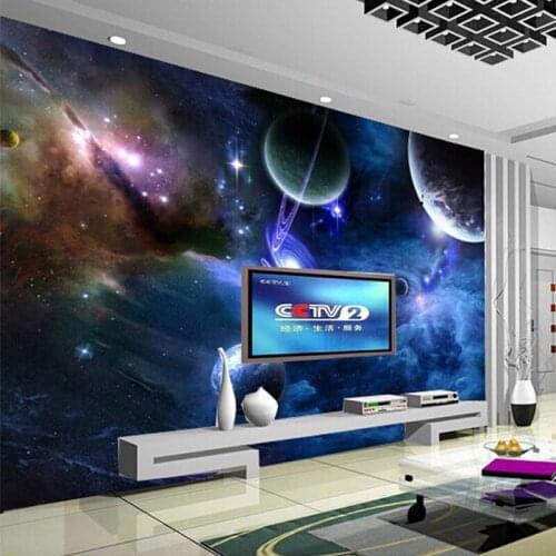 Custom Modern 3D Cosmic Night Pattern Wall Cloth Wall Paper For Kids Room Living Room Background Waterproof 3D Wallpaper Murals