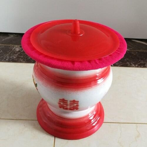 Old style enamel spittoon, high foot wedding bucket, Chinese enamel ware
