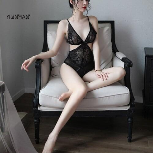 YILINHAN Nightclub Beautiful New Sexy Lingerie Plus Size One-piece Sexy Lace Breastless Backless Tight Uniform Suit Temptation