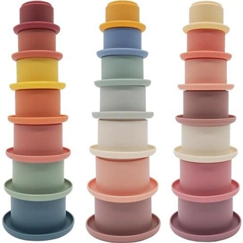 Funny Wheat Straw Hourglass Stacking Cup Science Education Bathtub Toy Stacking Ring Tower Toy Early Education Christmas Gift