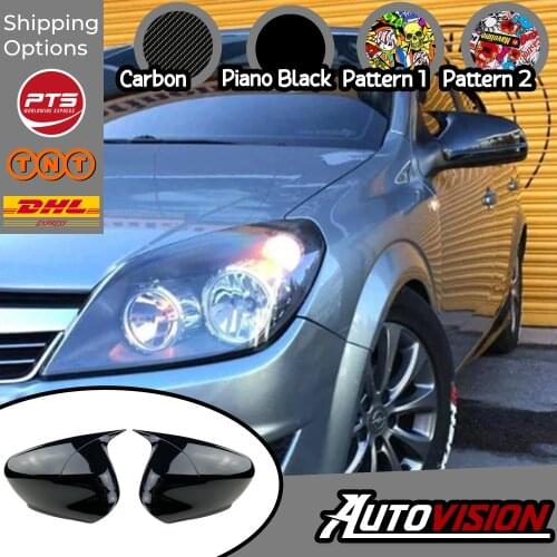Mirror Cover For Opel Vauxhall Astra H 2004 2005 2006 2007 2008 Accessory Bright Black BATMAN Case CAR Shields