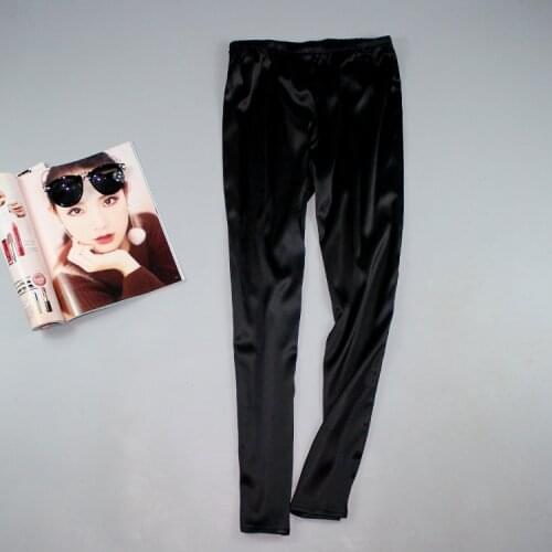 Womens 95% Real Silk 5% Spandax Strentch Satin Silk Elastic Waist Slim skinny Cropped Pants Trousers Leggings JN552