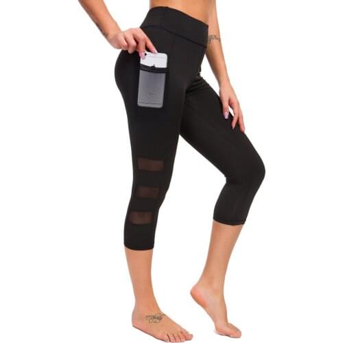 Special price Women Calf-length Yoga Pants Elastic Capri Pant Workout Running Sport leggings Fitness High Waist GYM sport wear