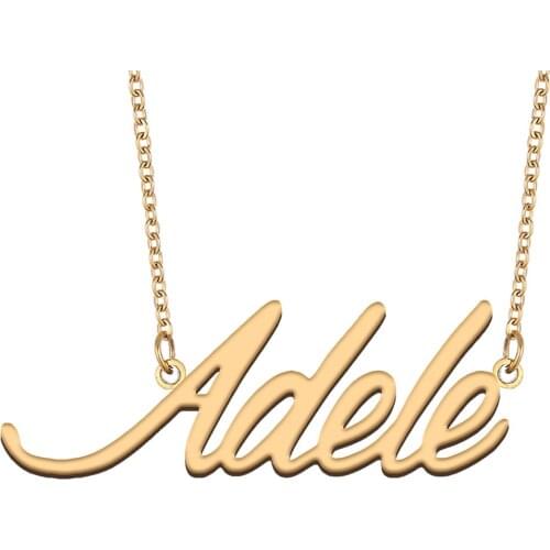 Adele Name Necklace for Women Stainless Steel Jewelry 18k Gold Plated Alphabet Nameplate Pendant Femme Mother Girlfriend Gift
