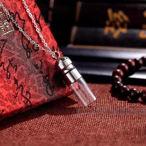 1PC Stainless Steel Vial Necklaces Prayer Box Necklace Hollow Tube Pendant Keepsake Jewelry Ashes Necklace Cremation Necklace