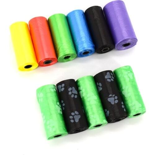 15PCS/Roll Pet Dog Poop Bag Zero Waste Dog Pooper Bags Paw Doggy Litter Poop Bag Dispenser Pets Products For Dogs