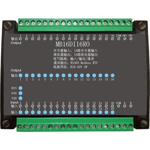 16DI/16RO 16-channel Digital Isolated Input and 16-channel Relay Isolated Output RS485 MODBUS Module with Network Disconnection