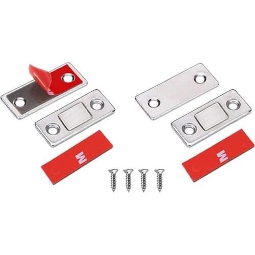 2Pcs/Set Ultra Thin Stainless Steel Magnetic Cabinet Catch Furniture Door Cabinet Cupboard Screw Sticker Latch For Kitchen Slid