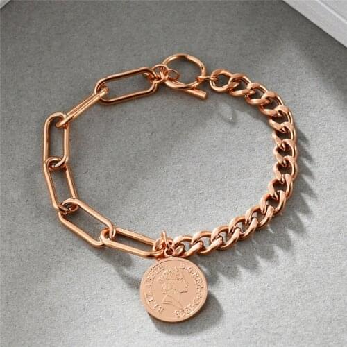 2021 Explosion Titanium steel jewelry female Crystal from Swarovskis 3 Colors Hot sale round coin OT buckle bracelet Fit Women