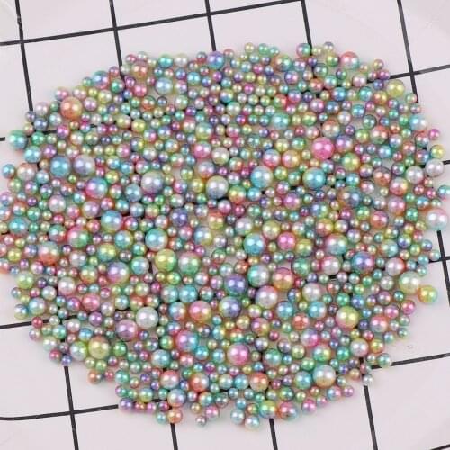 20g 3-6mm Gradient Green Series Imitation pearl Mix Size No Hole Pearl Round Beads For DIY Nail Art Jewelry Decoration