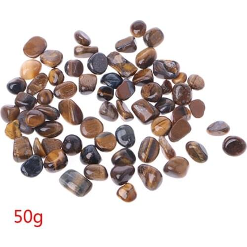 50g Natural Tiger Eye Stone Mini Rock Chips Specimens Fish Tank Planting Pot