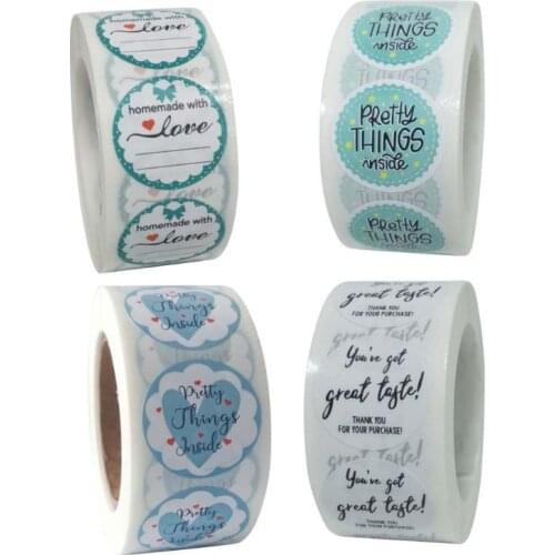 500pcs Homemade with Love Stickers Round Seal Label for Small Shop Stationery