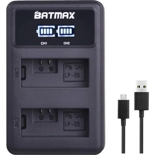 Batmax LP-E5 LPE5 LP E5 LED Dual USB Battery Charger for Canon EOS 450D 500D 1000D Kiss X3 Kiss F Rebel Xsi