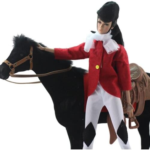 Besegad 4PCS Fashion Horse Riding Outfit Clothes Gown Set with Coat Pant Hat Scarf for Barbie 11.81inch Girl Doll Accessories