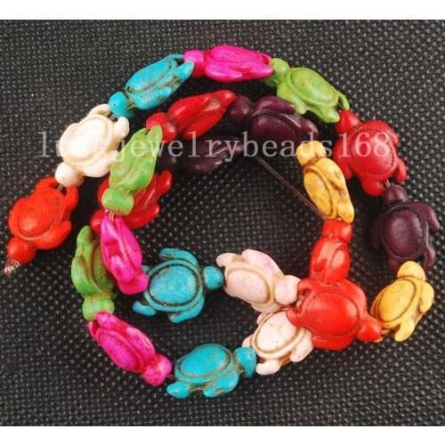 Free shipping Women Fashion Jewelry Multicolor Howlet Howlite Turtle Loose Beads 15.5" FG6205