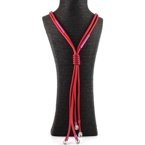 Long Tassel Necklaces Women Sweater Chains New Fashion Gothic Chokers Party Nightclub Rave Pendant Jewelry Leather