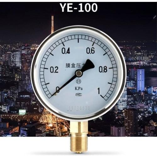ELECALL YE-100 0-30KPA Air Diaphragm Pressure GaugePhosphor Bronze Film Box Pressure Gauge Positive Pressure Meter
