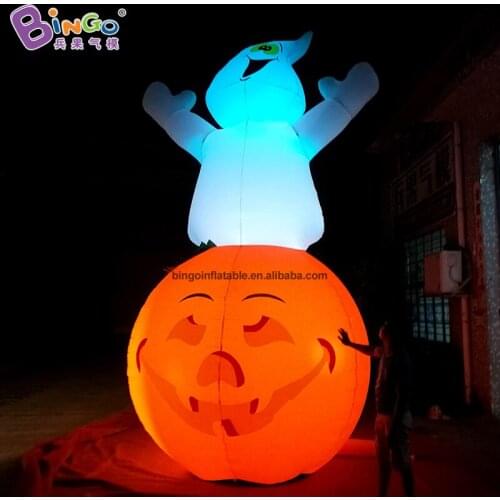 GOOD QUALITY 5mh inflatable pumpkin with spirit ghost customized colorful light LED Halloween hot sale decoration