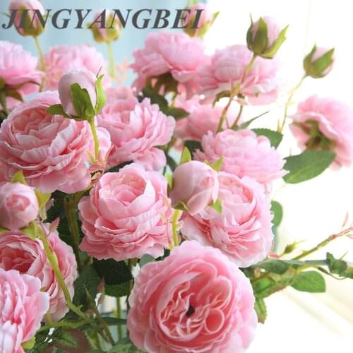 3 Head Peony Silk Rose Artificial flowers Fake flowers simulation flower For wedding wall Home decoration