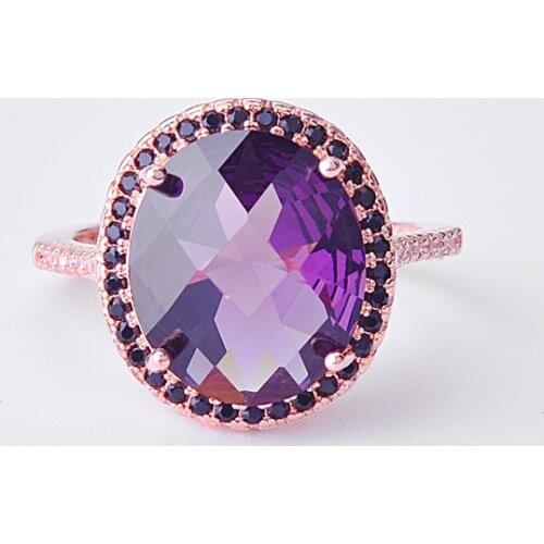 Hot selling creative rose-plated gold inlaid black zirconium stone broken goose egg engagement ring