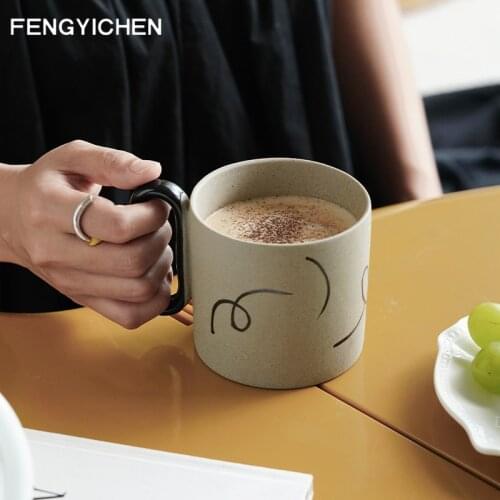 Creative Geometric Ceramic Mugs with Matte Handle Handmade Coffee Cups Irregular Shaped Tea Milk Mug Cup Unique Gifts Home Decor