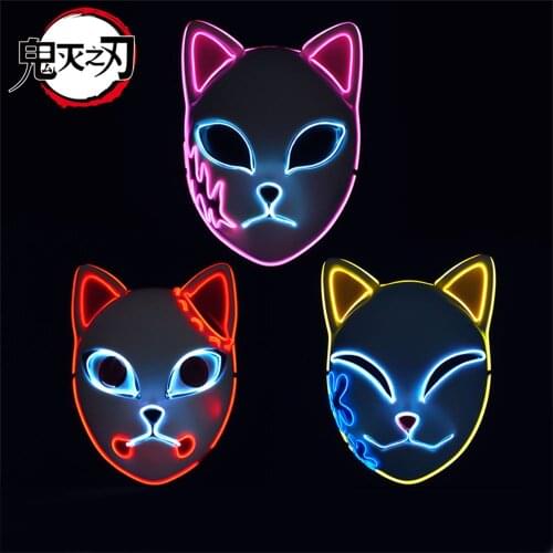 Demon Slayer Mask Led Cosplay Prop Anime Accessories Kimetsu No Yaiba Masks
