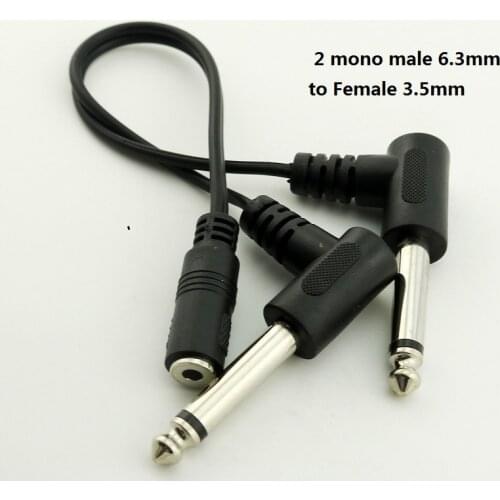 Metal adapter plug 2 mono male 6.3mm to Female 3.5mm Audio adapter plug 6.35mm mono Angle audio cable