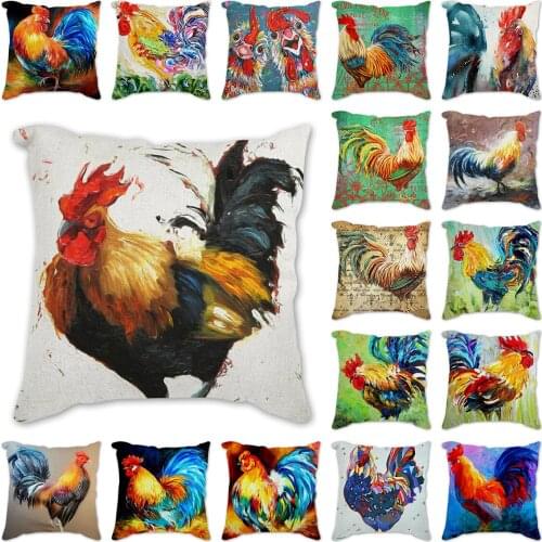 Cute Chickens Decor Print Pillow Case Bedroom Sofa Waist Cushions Cover Car Home Decoration Cushion Covers Pillowcase 45x45cm