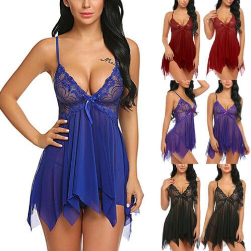 Fashion Womens Sexy Babydoll G-String Dress Ladies Underwear Lingerie Thong Nightwear New Plus Size S-3XL