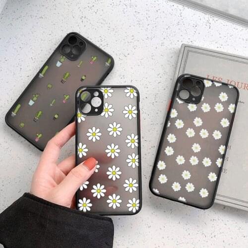 Soft Matte Cute Colorful Flowers Plants Lens Protected Phone Case For iPhone 11 12 Pro Max Mini X XS XR 7 8 Plus SE 2020 Back