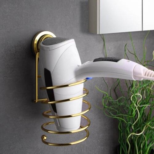 OceanLand 3 Function Hair Dryer Holder Home Bathroom Accesories Black Gold Chrome vacuum, stick or screw apparatus