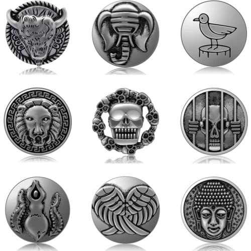 New Beauty Trendy Skull Bird Lion Wings pattern 18mm snap buttons fit 18mm snap necklace jewelry wholesale Gift