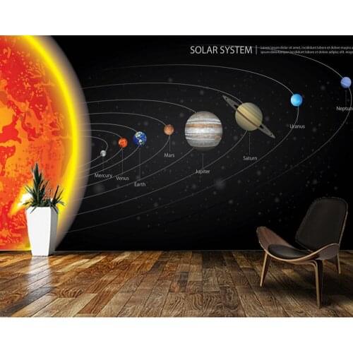 Papel de parede Planets of the solar system space 3d wallpaper,living room tv wall children bedroom bar beer house KTV mural